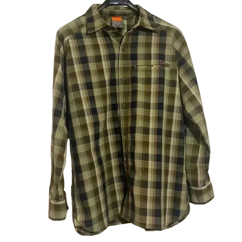 Merrell men  Opti wick long sleeve button up outdoor shirts Cottagecore Gorpcore